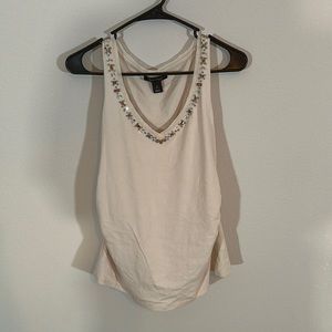 New without tag Woman’s white house black market tank top with bling. Sz Small